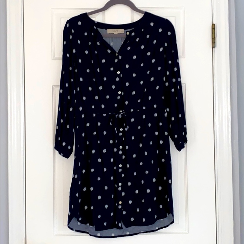 Navy waist tie dress